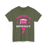 This Girl Is Officially 7 Birthday T-Shirt - Military Green