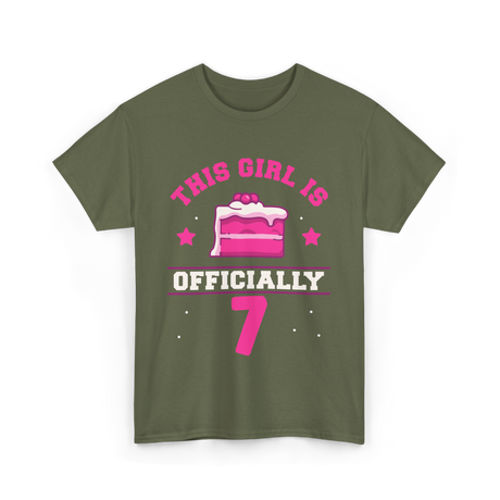 This Girl Is Officially 7 Birthday T-Shirt - Military Green