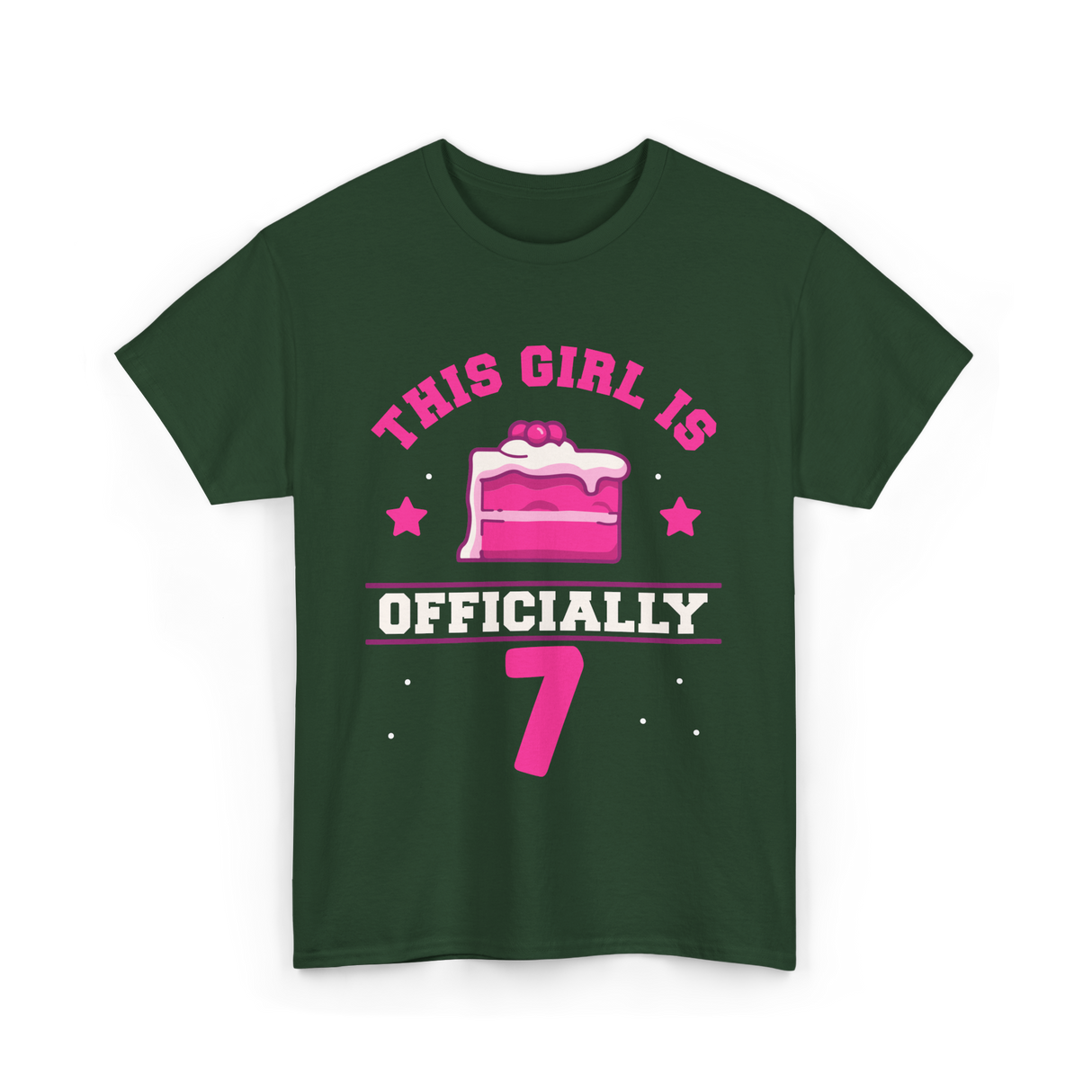 This Girl Is Officially 7 Birthday T-Shirt - Forest Green