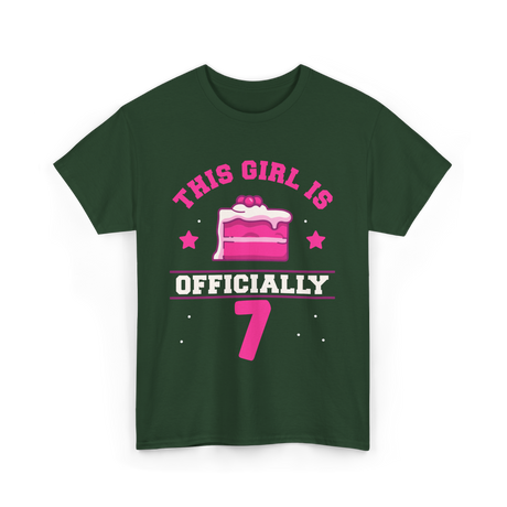 This Girl Is Officially 7 Birthday T-Shirt - Forest Green