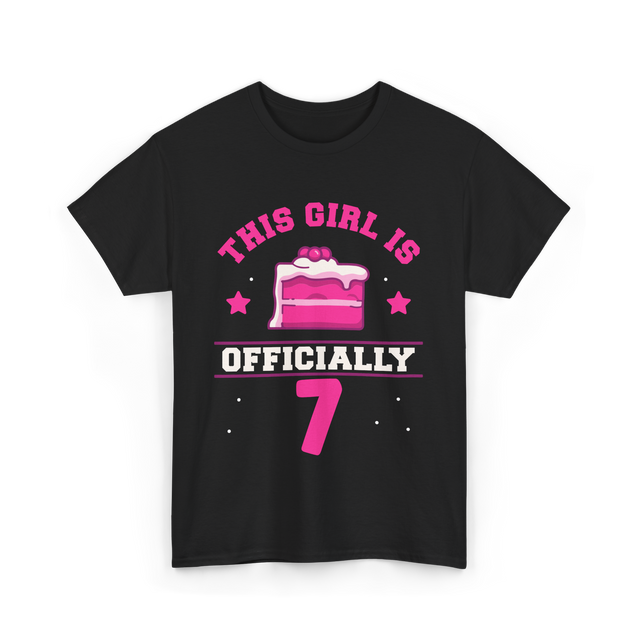 This Girl Is Officially 7 Birthday T-Shirt - Black