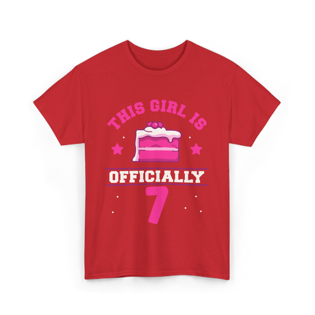 This Girl Is Officially 7 Birthday T-Shirt - Red