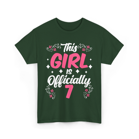 This Girl Is Officially 7 Birthday T-Shirt - Forest Green