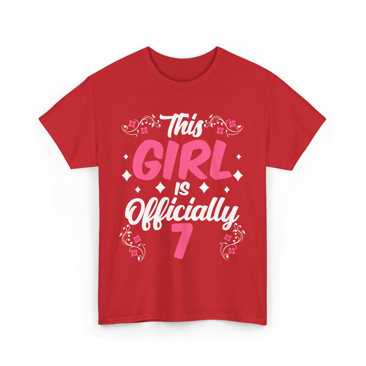 This Girl Is Officially 7 Birthday T-Shirt - Red