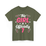 This Girl Is Officially 7 Birthday T-Shirt - Military Green