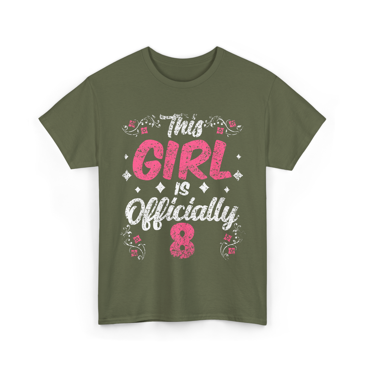 This Girl is Officially 8 Birthday T-Shirt - Military Green