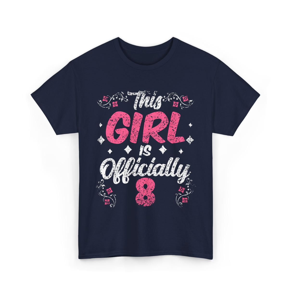 This Girl is Officially 8 Birthday T-Shirt - Navy