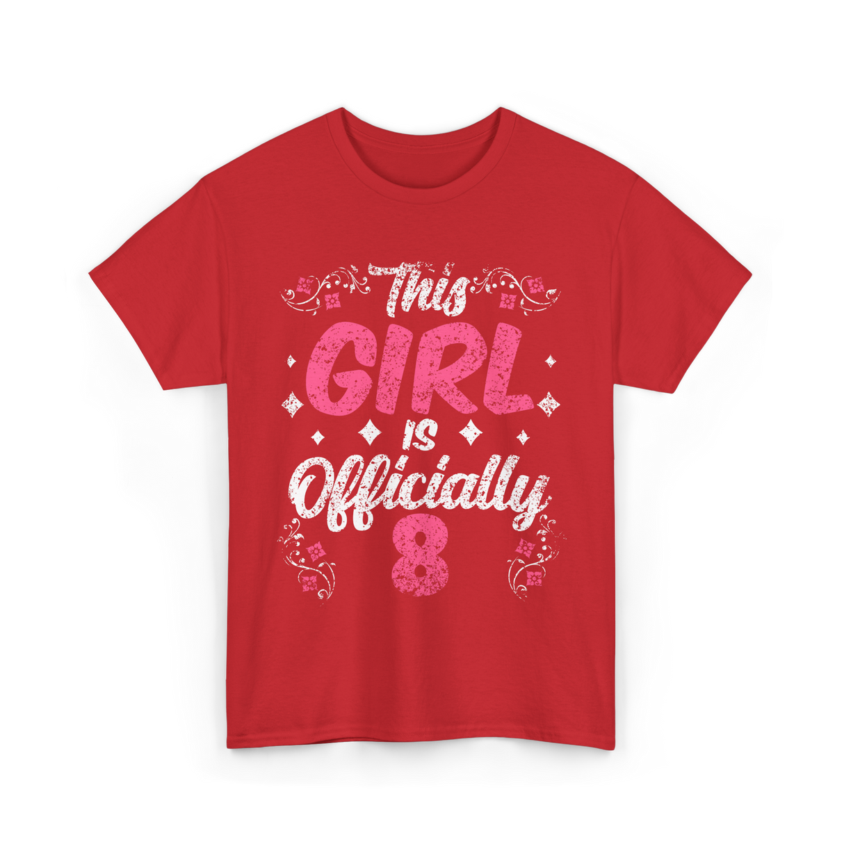 This Girl is Officially 8 Birthday T-Shirt - Red