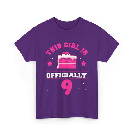 This Girl Is Officially 9 Birthday T-Shirt - Purple