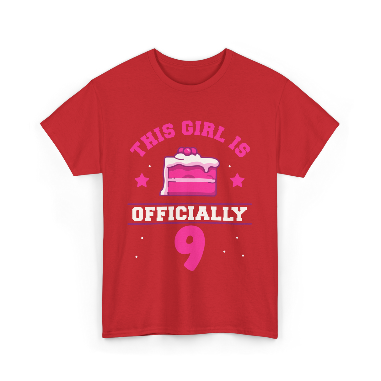 This Girl Is Officially 9 Birthday T-Shirt - Red