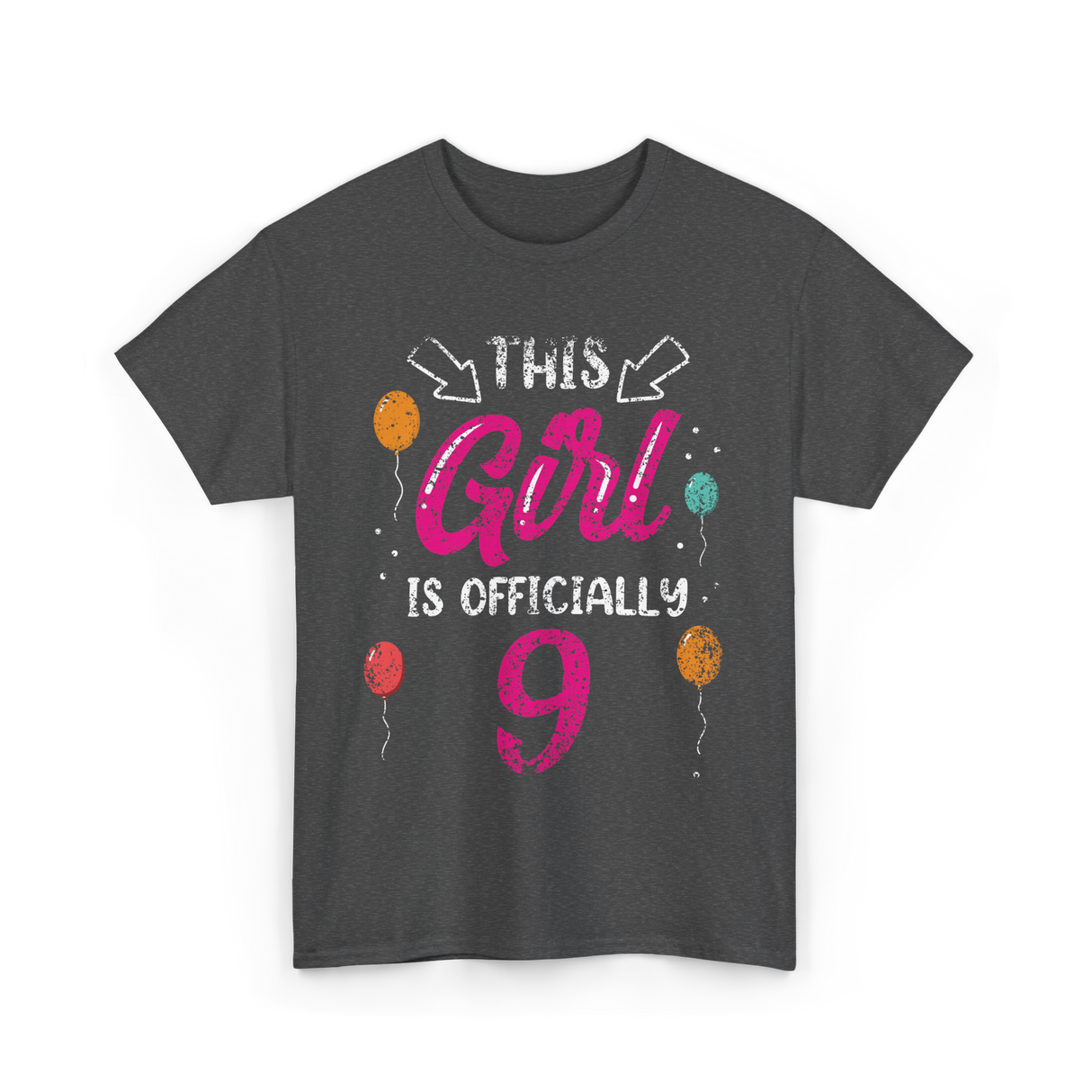 This Girl Is Officially 9 Birthday T-Shirt - Dark Heather