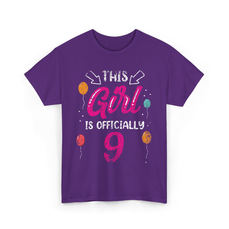 This Girl Is Officially 9 Birthday T-Shirt - Purple