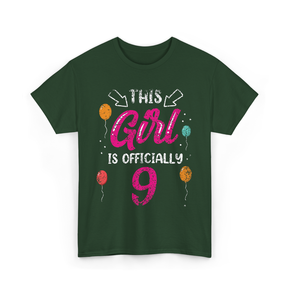 This Girl Is Officially 9 Birthday T-Shirt - Forest Green