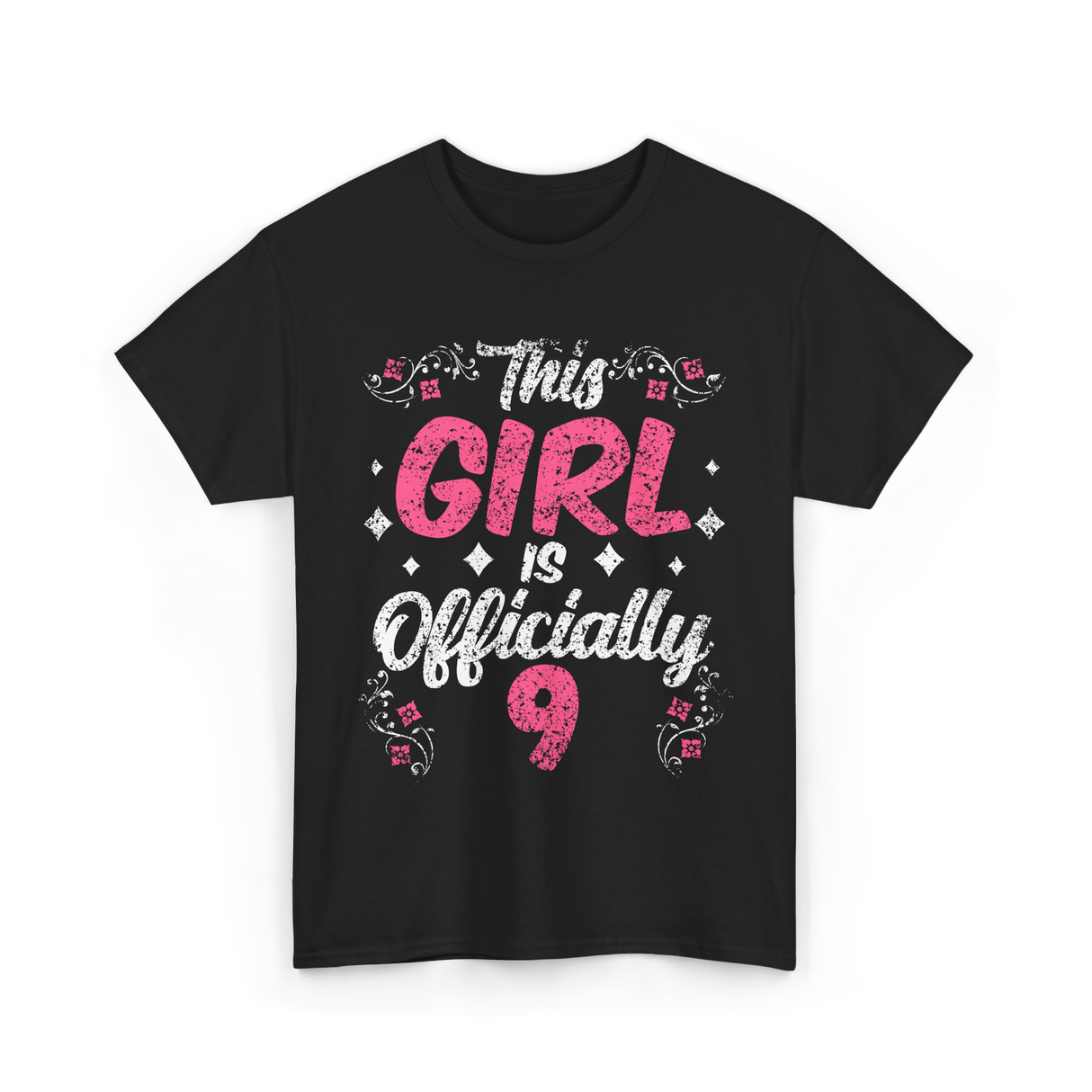 This Girl Is Officially 9 Birthday T-Shirt - Black