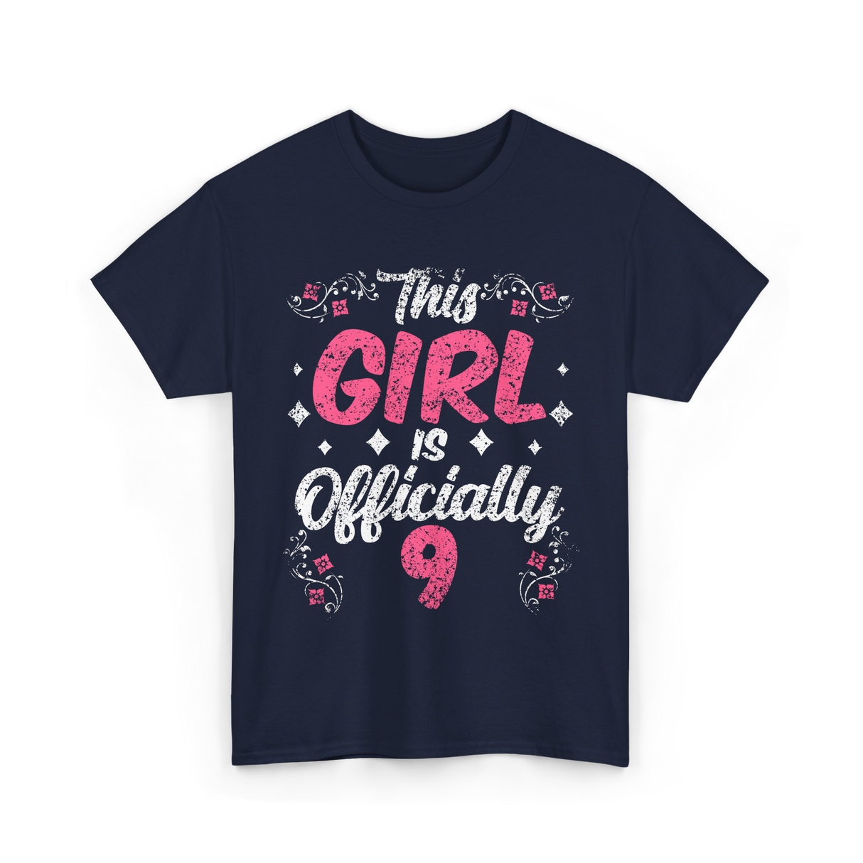 This Girl Is Officially 9 Birthday T-Shirt - Navy