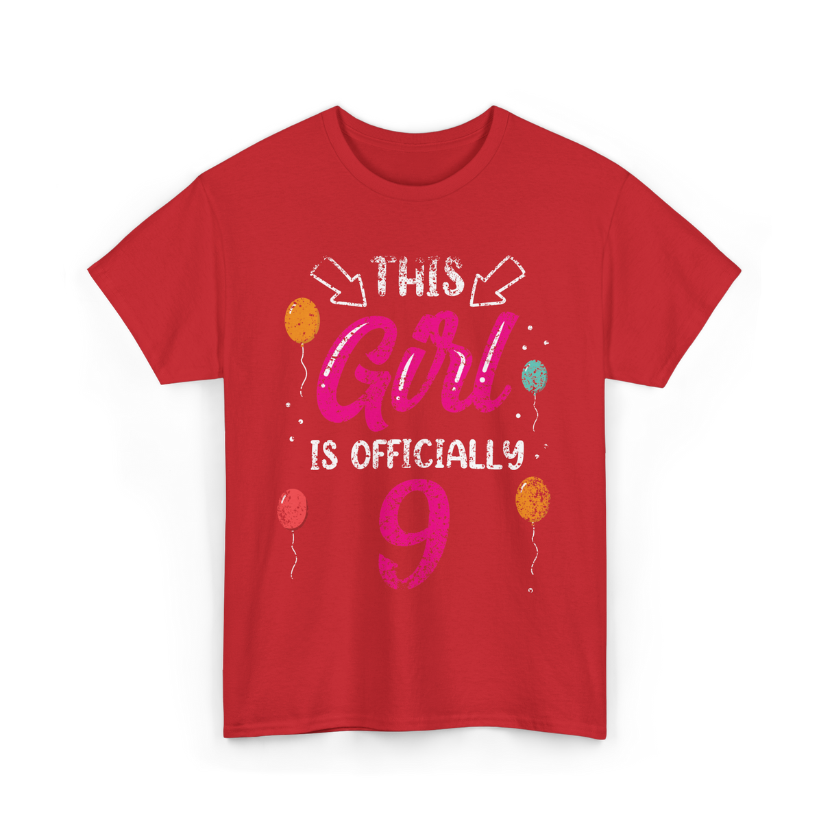 This Girl Is Officially 9 Birthday T-Shirt - Red