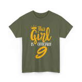 This Girl Is Officially 9 Birthday T-Shirt - Military Green