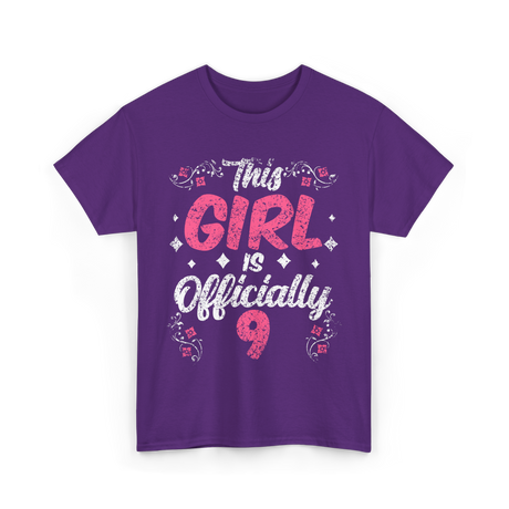 This Girl Is Officially 9 Birthday T-Shirt - Purple