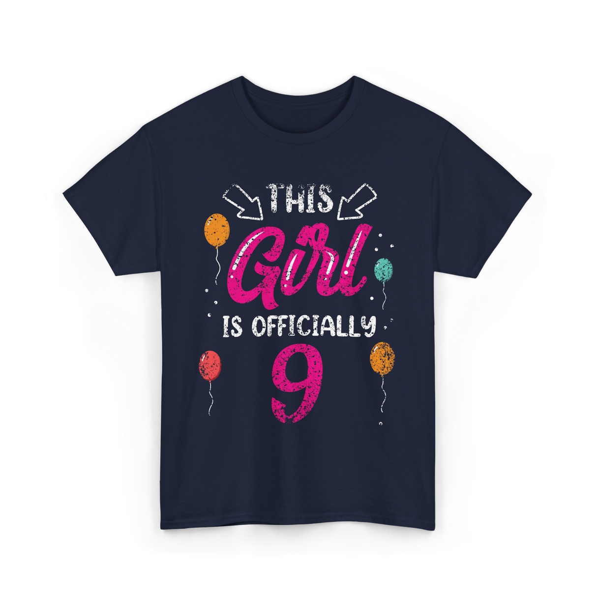 This Girl Is Officially 9 Birthday T-Shirt - Navy