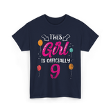 This Girl Is Officially 9 Birthday T-Shirt - Navy