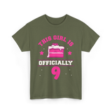 This Girl Is Officially 9 Birthday T-Shirt - Military Green