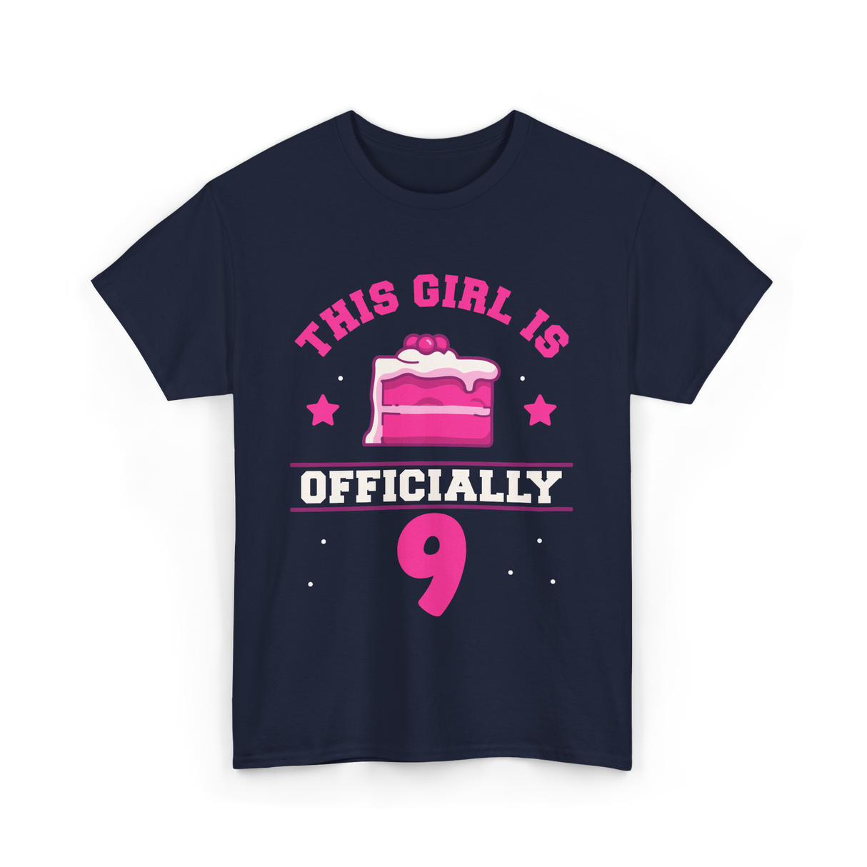 This Girl Is Officially 9 Birthday T-Shirt - Navy