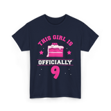 This Girl Is Officially 9 Birthday T-Shirt - Navy