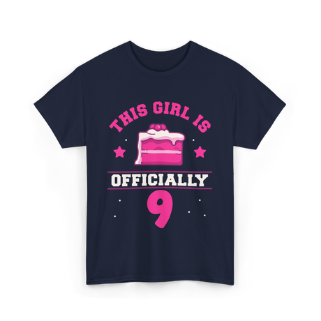 This Girl Is Officially 9 Birthday T-Shirt - Navy