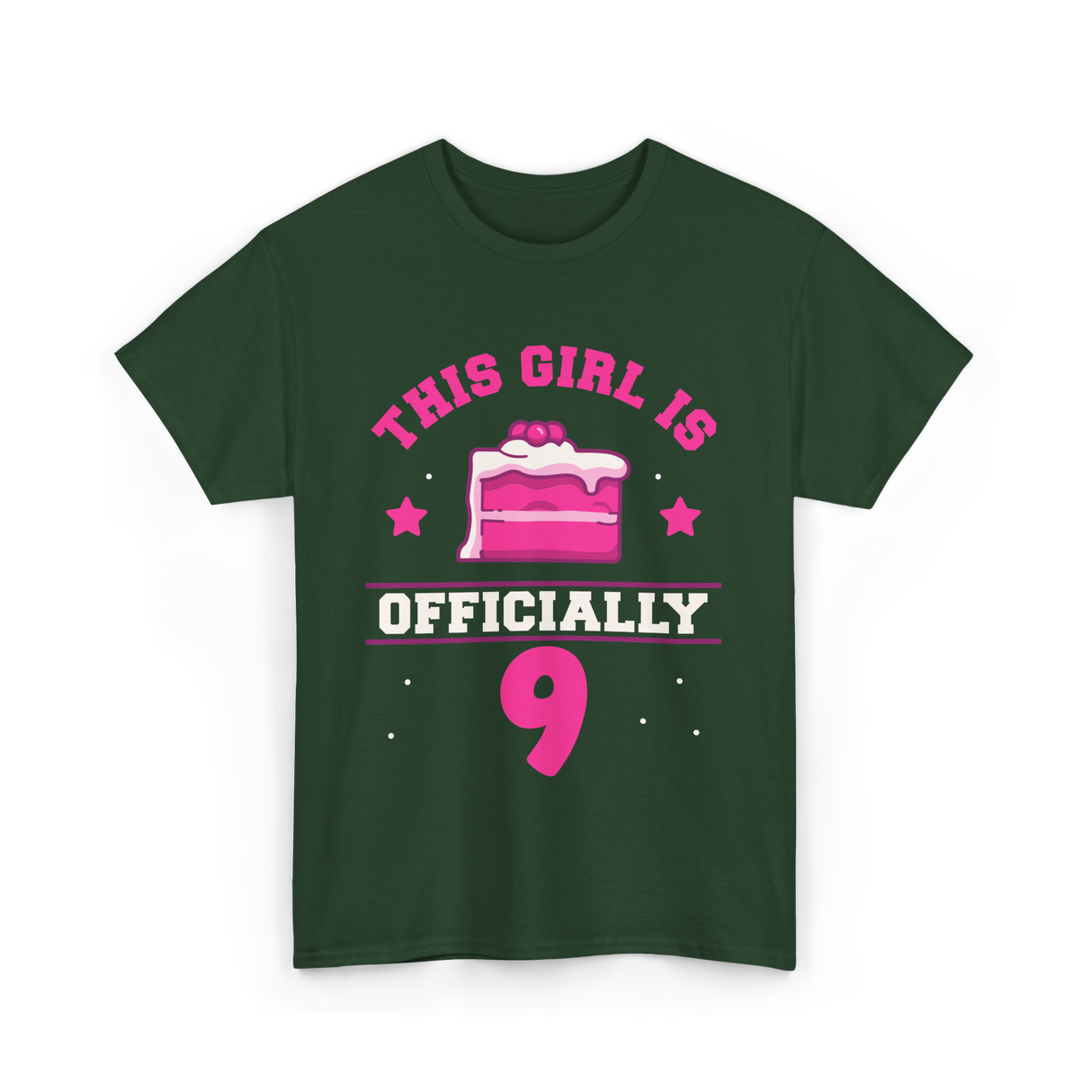 This Girl Is Officially 9 Birthday T-Shirt - Forest Green