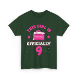 This Girl Is Officially 9 Birthday T-Shirt - Forest Green