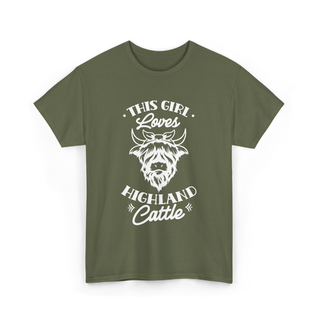 This Girl Loves Highland Cattle T-Shirt - Military Green