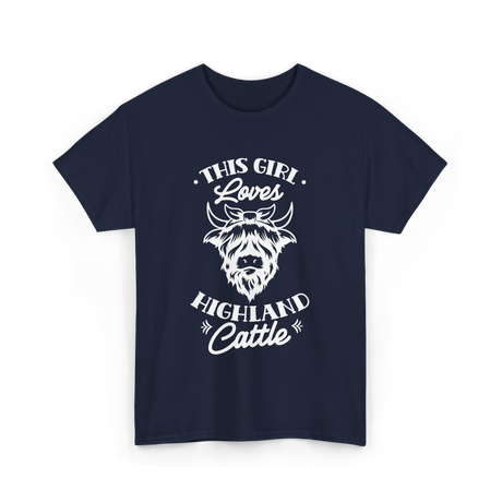 This Girl Loves Highland Cattle T-Shirt - Navy