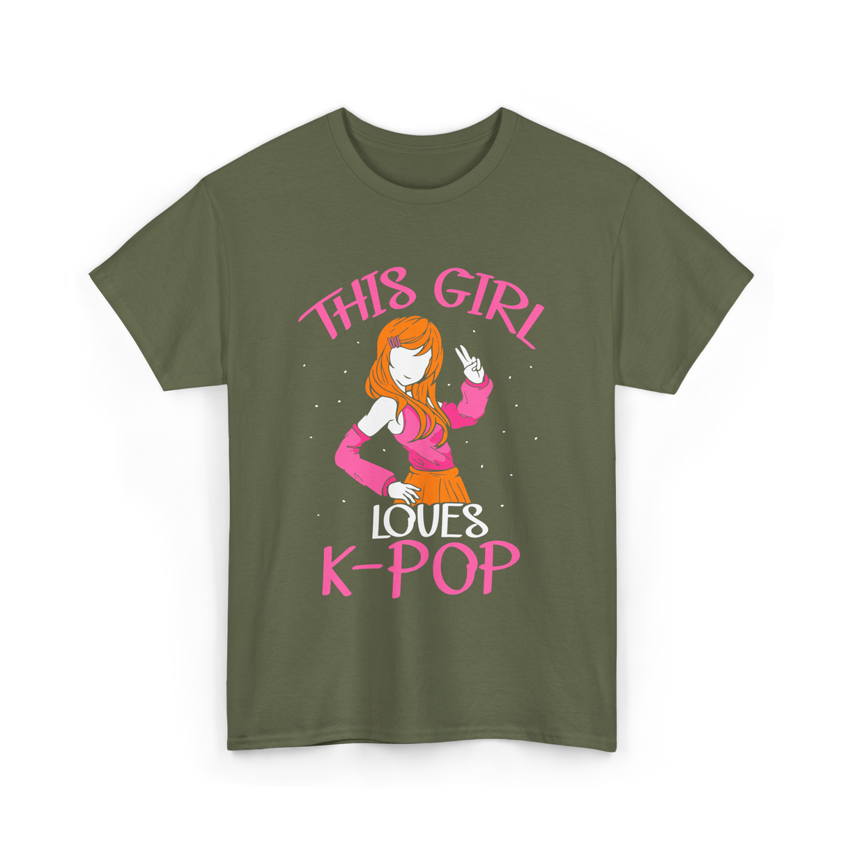 This Girl Loves K-Pop Music T-Shirt - Military Green