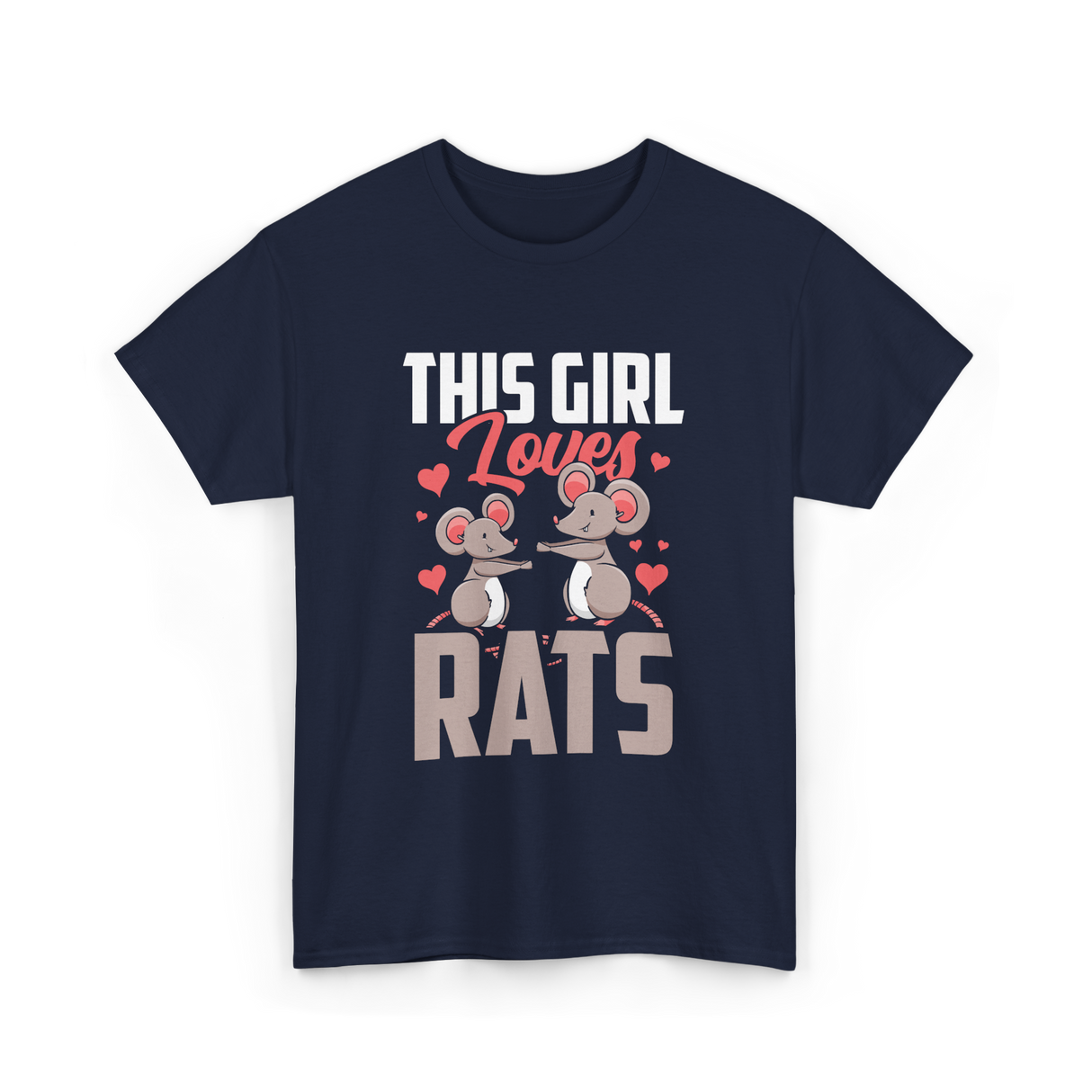 This Girl Loves Rats Animal T-Shirt - Navy