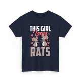 This Girl Loves Rats Animal T-Shirt - Navy