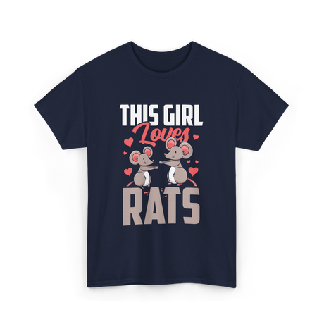 This Girl Loves Rats Animal T-Shirt - Navy