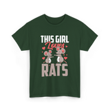 This Girl Loves Rats Animal T-Shirt - Forest Green