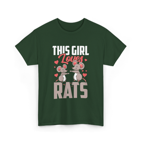 This Girl Loves Rats Animal T-Shirt - Forest Green