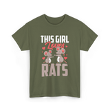 This Girl Loves Rats Animal T-Shirt - Military Green