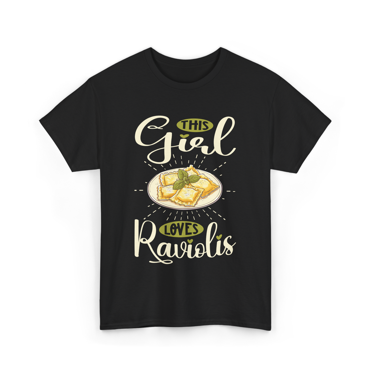 This Girl Loves Raviolis Pasta T-Shirt - Black