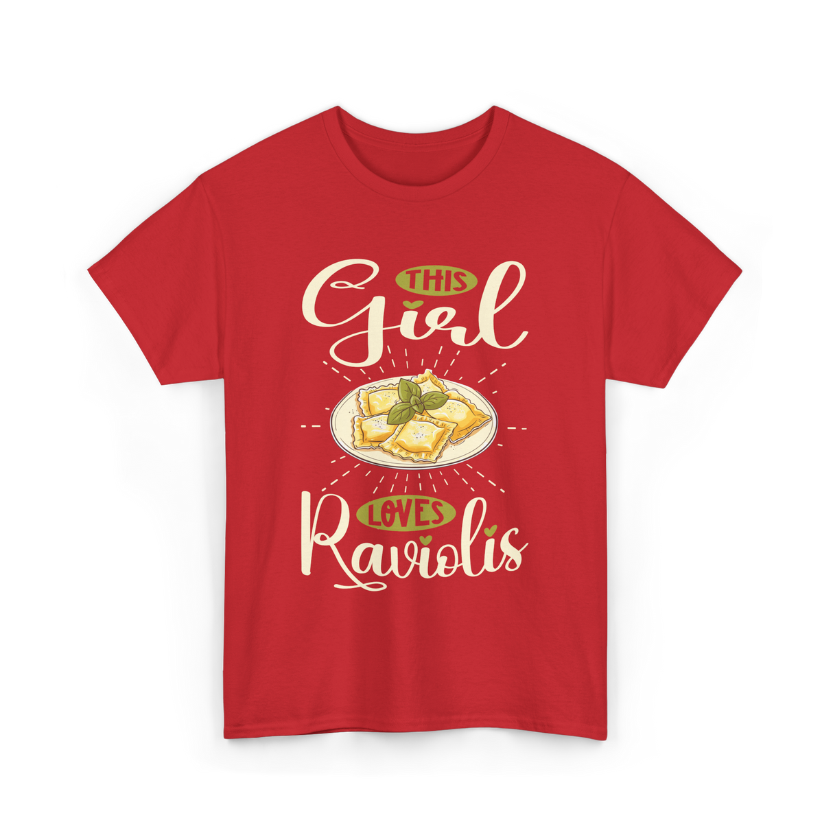 This Girl Loves Raviolis Pasta T-Shirt - Red