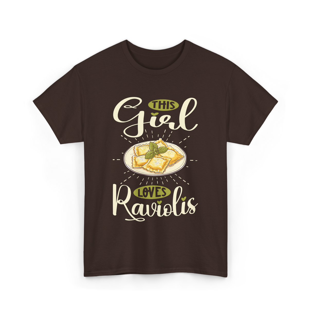 This Girl Loves Raviolis Pasta T-Shirt - Dark Chocolate