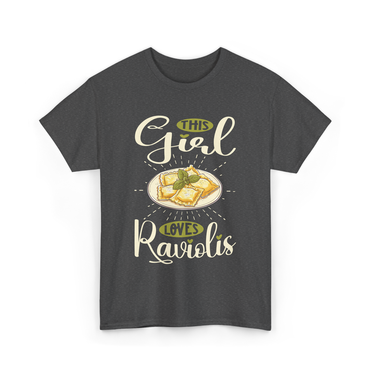 This Girl Loves Raviolis Pasta T-Shirt - Dark Heather