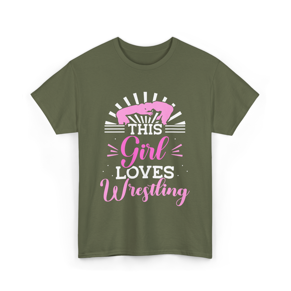 This Girl Loves Wrestling T-Shirt - Military Green