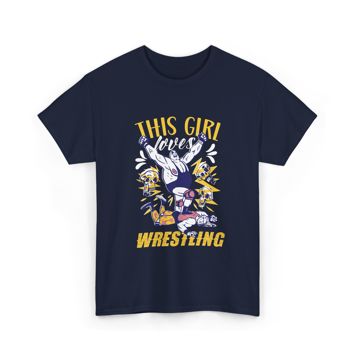 This Girl Loves Wrestling T-Shirt - Navy