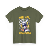 This Girl Loves Wrestling T-Shirt - Military Green