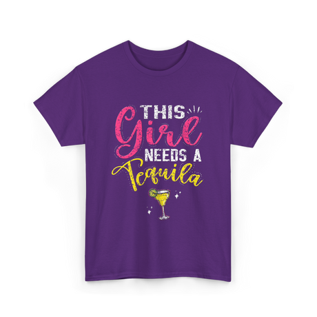 This Girl Needs Tequila Drink T-Shirt - Purple