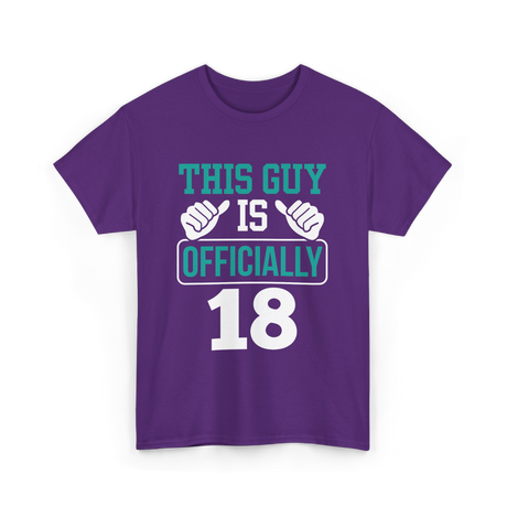 This Guy Is Officially 18 Birthday T-Shirt - Purple