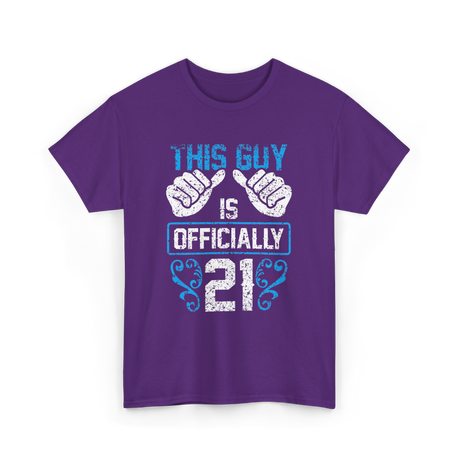 This Guy Is Officially 21 Birthday T-Shirt - Purple