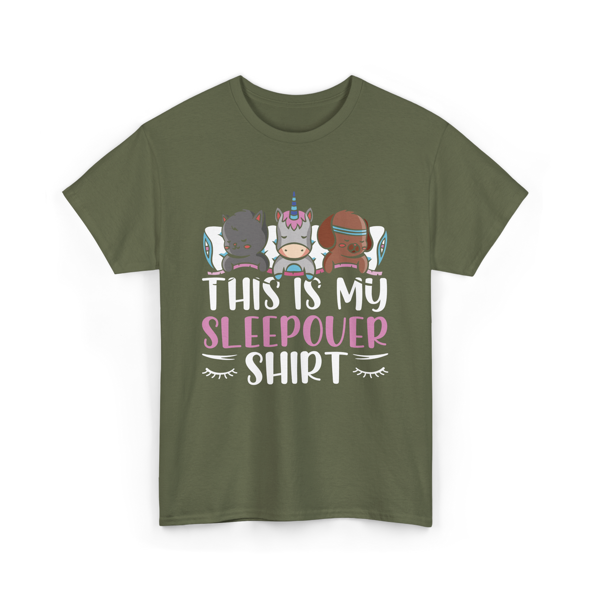 This Is My Sleepover Shirt Party T-Shirt - Military Green